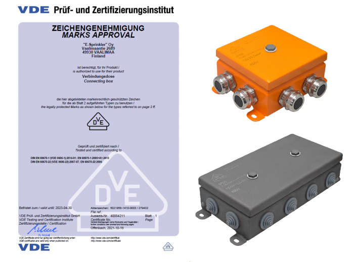 Коробки монтажные "Gefest" получили сертификат лаборатории VDE (Германия).